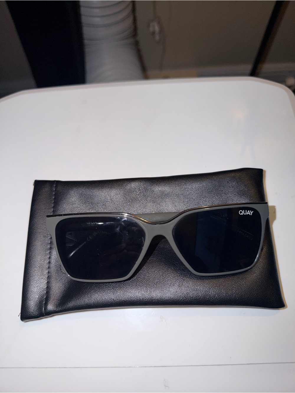 Quay Australia Matte Black Rectangle Sunglasses for Women or Men